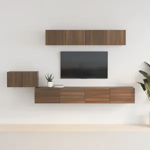 Berkfield 5 Piece TV Cabinet Set Brown Oak Engineered Wood