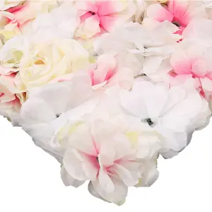 Artificial Flower Wall Backdrop Panel, 60cm x 40cm, White Jasmine & Pink Shade