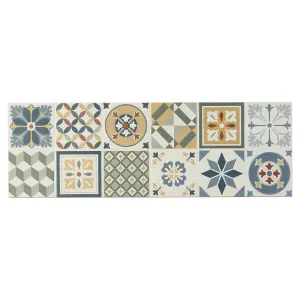 Konkrete Multicolour Matt Patchwork Ceramic Indoor Tile, Pack of 8, (L)600mm (W)200mm