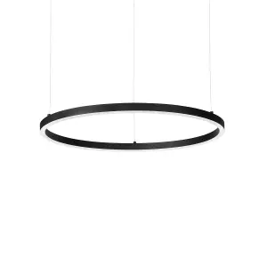 Luminosa ORACLE Slim Non-Dim Round 70cm Integrated LED Pendant Ceiling Light Black, 4000K