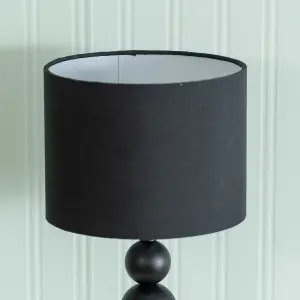 ValueLights Marissa Pair - Matt Black Stacked Ball Bedside Light Table Lamp with Drum Shade - LED Bulbs Included