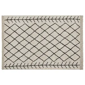 Cotton Area Rug 160 x 230 cm Beige and Black BOZKIR