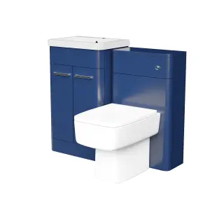 Nes Home Sudbury 500mm Freestanding Vanity Unit with Basin, Back to Wall toilet, WC unit Royal Blue