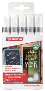 edding 4095 chalk marker pen set - white - 5 chalk pens