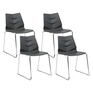 Bordiuk Stacking Side Chair (Set of 4) Dark Grey