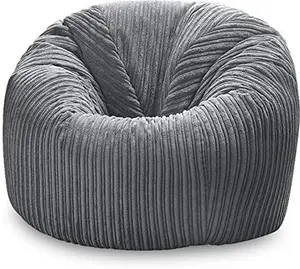 Jumbo Cord Beanbag Chair, Large In Plush, Great As Beanbag Lounger/Recliner (GREY)