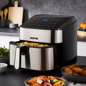 Geepas  Digital Air Fryer 7.5L Vortex Technology  10-in-1 Convection Air Fryer with LED Touchscreen, 60 Min Timer- 1800W