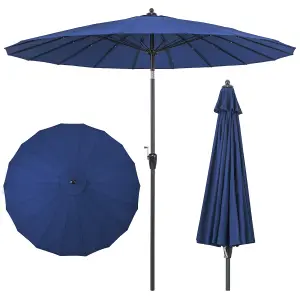 Costway 2.6 M Round Patio Sun Umbrella Outdoor Large Pulley Lift Market Umbrella