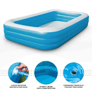 Bestway Rectangular Inflatable Swimming Pool Family Garden Paddling Pool for Summer Fun Large