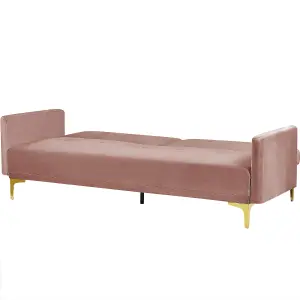 Beliani Retro Sofa Bed LUCAN Pink Velvet