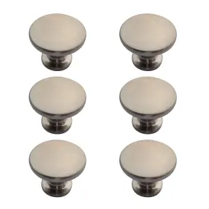 Zinc alloy Nickel effect Round Furniture Knob (Dia)38mm, Pack of 6