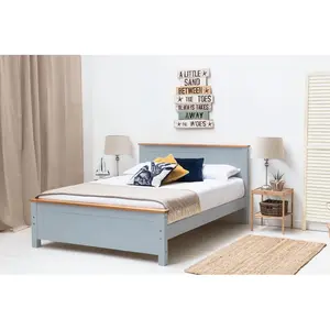 Aubrey Solid Wood Low Profile Bed Frame with Mattress Grey / 19cm King Memory Foam / Kingsize (5')