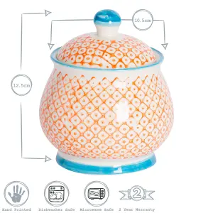 Nicola Spring - Hand-Printed Sugar Bowl - 10cm - Orange