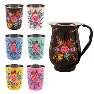 BillyCan - Picnic Jug Set - 300ml  - Carbon Pansy Jug - Multicolour - 7pc