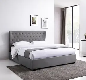 Knightsbridge End Lift Ottoman Bed Super King Grey Velvet In Athena Grey Velvet