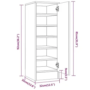 Berkfield Shoe Cabinet Brown Oak 32x35x92 cm Engineered Wood