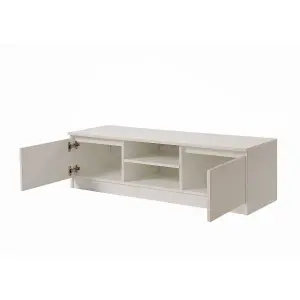 Modern TV Unit 120cm Media Cabinet 2 Doors + Shelf White Turin