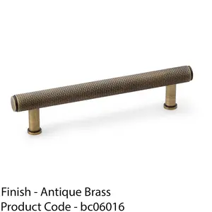 Knurled T Bar Pull Handle - Antique Brass - 128mm Centres Premium Drawer Door