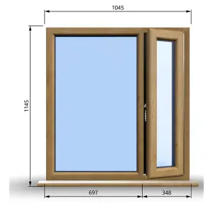 1045mm (W) x 1145mm (H) Wooden Stormproof Window - 1/3 Right Opening Window - Toughened Safety Glass