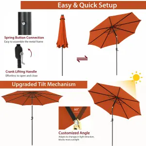 Costway 3m Patio Umbrella Outdoor Garden Heavy Duty Table Umbrella w/ 8 ribs