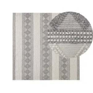 Wool Area Rug 200 x 200 cm Beige and Grey BOZOVA