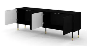 Modern Sherwood TV Cabinet in Black W1800mm x H600mm x D400mm