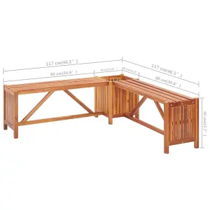 Berkfield Garden Corner Bench with Planter 117x117x40cm Solid Acacia Wood