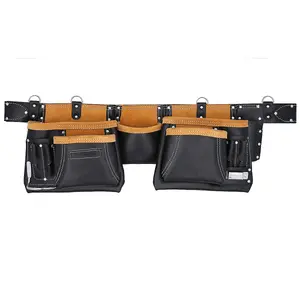 TOUGH MASTER Leather Tool Belt Apron Multi Pocket with Hammer Loop & Nail Pouch (TM-063LP)