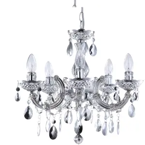 Litecraft Marie Therese Silver 5 Light Chandelier