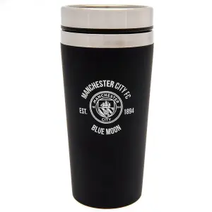 Manchester City FC Executive Crest Travel Mug Black/Silver (One Size)