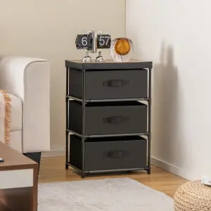 Costway 3-Tier Fabric Dresser Chests of Drawers Bedroom Nightstand w/ 3 Drawers