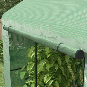 Outsunny Walk-in Green House with Roll-up Door and Mesh Windows, 200x140x200cm