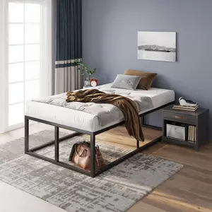 Dekker Minimal Metal Bed - 46 cm High Black / Single (3')