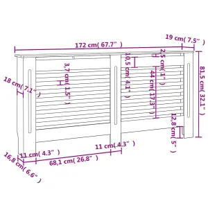 Radiator Cover White 172x19x81.5 cm MDF