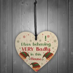 Funny ELF Sign Hanging Christmas Decoration Elf Accessories Daughter Son Gift