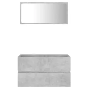 Berkfield 2 Piece Bathroom Furniture Set Concrete Grey Engineered Wood