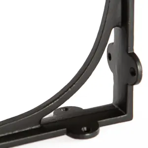 Hammer & Tongs Curved Iron Shelf Bracket - D150mm - Black - Pack of 2