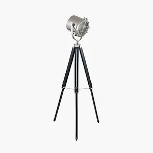 Black and Silver Tripod Marine Floor Lamp