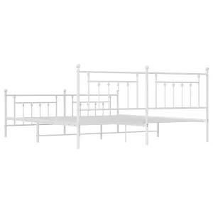 Berkfield Metal Bed Frame with Headboard and Footboard White 200x200 cm