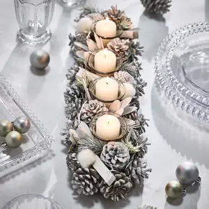 Morning Frost Four Table Centrepiece Christmas Decoration Candle Holder Tealight Holders