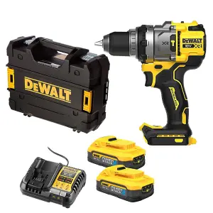 Dewalt DCD1007H2T 18v XR Premium 3SP Brushless Hammer Drill x2 5Ah + Grinder