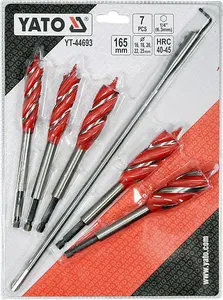 YATO YT-44693, wood drill bits set 7pcs, auger bits set, hex shank