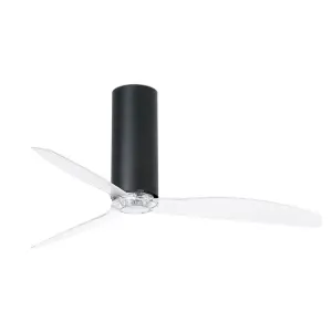 Luminosa Tube Matt Black, Transparent Ceiling Fan With DC Motor Smart - Remote Included