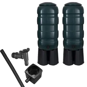 100 Litres Green Outdoor Water Butt Complete With Stand & Kit