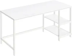 VASAGLE Writing Desk, Office Table with Dual Shelves, Versatile Workstation for Home or Office, Modern, Steel Frame, Maple White