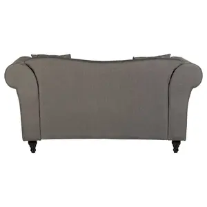 Interiors By Premier Fabric Uphoplstered 2 Seat Grey Chesterfield Sofa, Durable Small Two Seater Sofa, Versatile Sofa For Bedroom