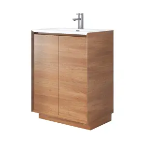 Matterhorn Natural Oak Floor Standing Bathroom Vanity Unit with White Basin (W)750mm (H)850mm