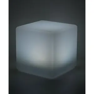 White Battery Powered Integrated LED Outdoor Lantern 30cm H x 30cm W x 30cm D