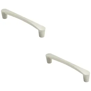 2 PACK - Curved D Shape Pull Handle 146 x 18.5mm 128mm Fixing Centres Satin Nickel