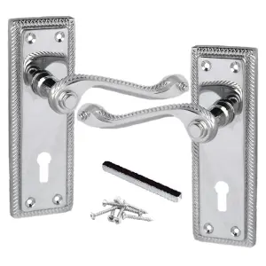 CLASSIC GEORGIAN ROPE EDGE SCROLL LEVER MORTICE LATCH LOCK DOOR HANDLES